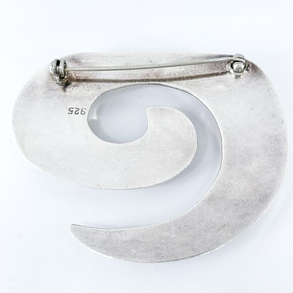 Vintage Sterling Silver 925 Modernist Spiral Brooch Pin - Picture 3 of 8